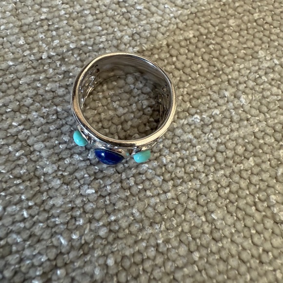 Sterling Silver Turquoise and Lapis RIng - Picture 5 of 7